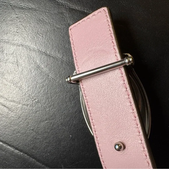 Coach Gray and Lavender Reversible Leather Belt with Silver Buckle - Picture 4 of 9